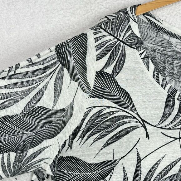 Tamari 100% Linen Palm Leaf Print Top Plus Sz 2X V-Neck 3/4 Sleeve Blouse Resort - Picture 4 of 12